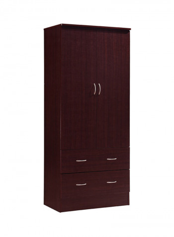 Double Door Wardrobe Armoire Mahogany 190x80x42centimeter