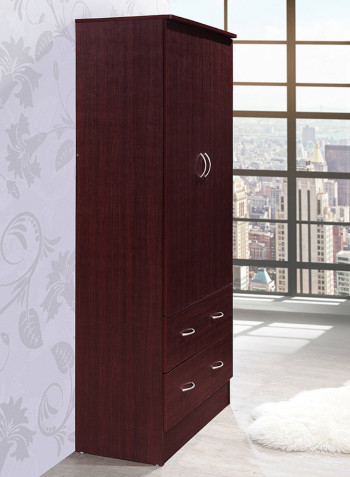 Double Door Wardrobe Armoire Mahogany 190x80x42centimeter