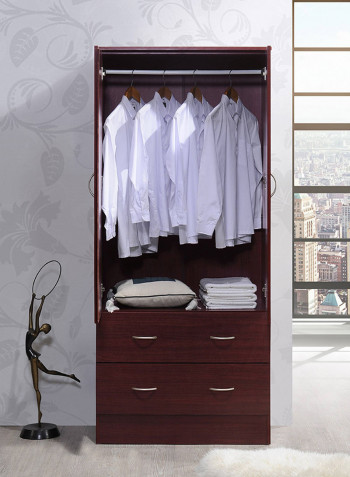 Double Door Wardrobe Armoire Mahogany 190x80x42centimeter