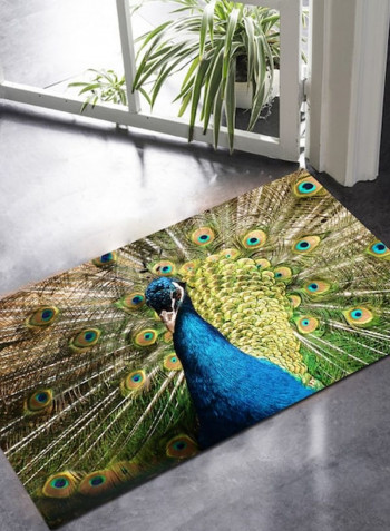 1 Piece Rug Soft Rectangle Peacock Print Living Room Bedside Floor Mat multicolour 80*180 (W*L)cmcm
