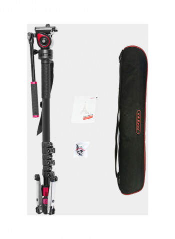 Photography Monopod With Detachable Tripod Base 144cm Black/Red