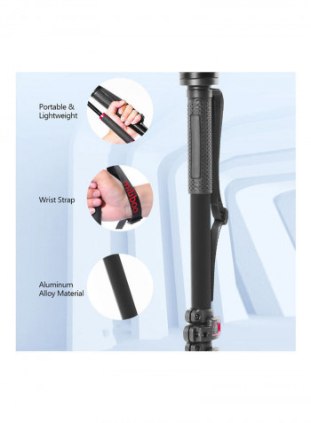 Photography Monopod With Detachable Tripod Base 144cm Black/Red