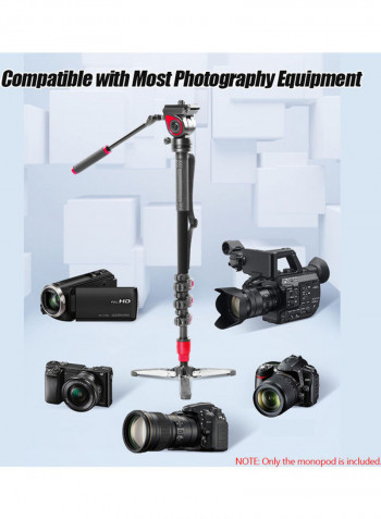 Photography Monopod With Detachable Tripod Base 144cm Black/Red