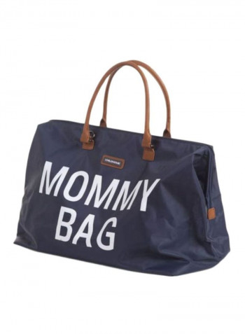 حقيبة حفاضات بطبعة "Mommy Bag" - كحلي/ أبيض