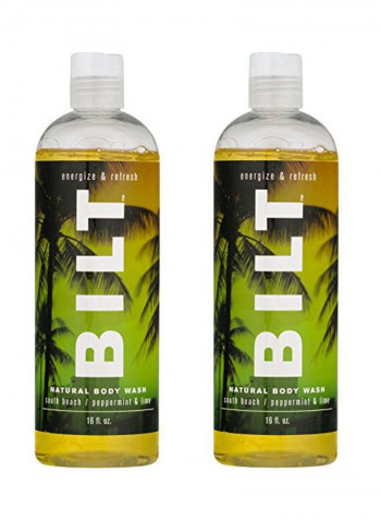 Pack Of 2 Natural Body Wash With South Beach/Peppermint And Lime 16ounce
