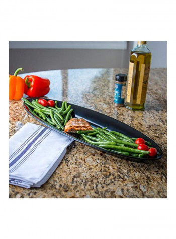 4-Piece Wide Rim Salmon Platter Black