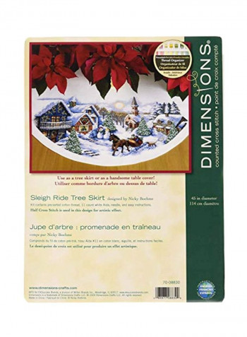 Sleigh Ride Tree Skirt Cross Stitch Kit White/Red/Brown