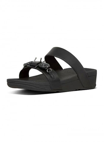 Lottie Marble Gem Slide Sandals Black