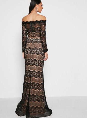 Stylish Comfortable Maxi Dress Beige/Black