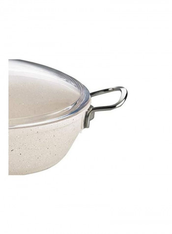 Cast Iron Shallow Pot With Lid Beige/Clear 28cm