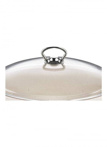 Cast Iron Shallow Pot With Lid Beige/Clear 28cm