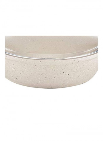 Cast Iron Shallow Pot With Lid Beige/Clear 28cm