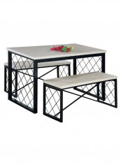 Value 3-Piece Dining Set White/Black 122x76x76cm