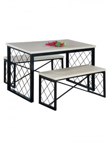 Value 3-Piece Dining Set White/Black 122x76x76cm