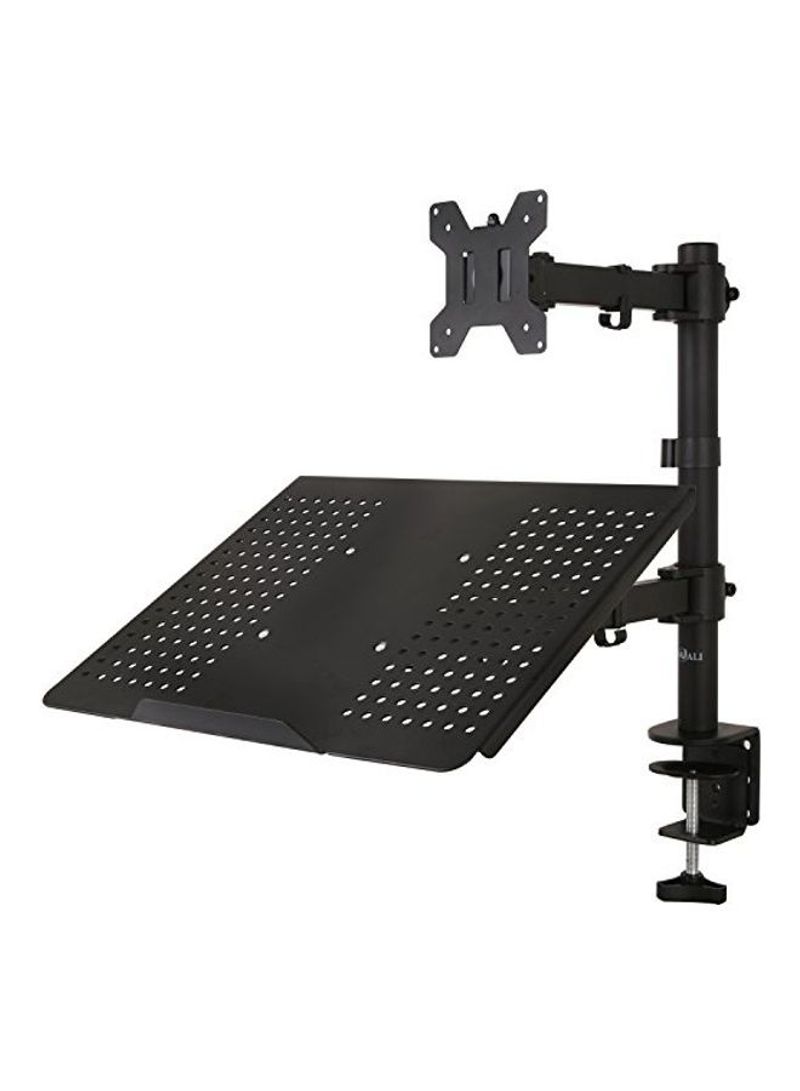 Single LCD Monitor Desk Mount With Laptop Tray Black