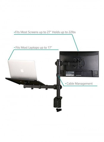 Single LCD Monitor Desk Mount With Laptop Tray Black