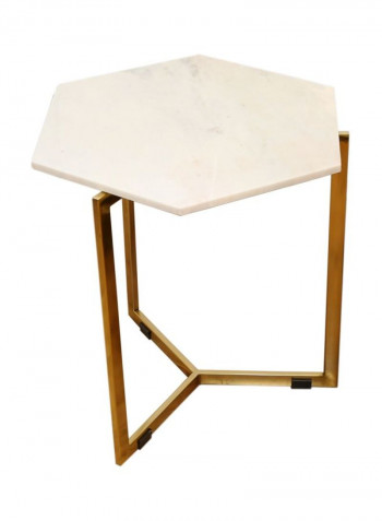 Hexa End Table White/Gold 113x113x48cm