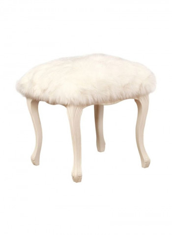 Paulette Faux Fur Upholstered Wood Stool White 48.26x50.8cm