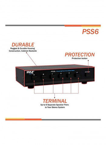 6-Channel Speaker Switch Selector Volume Control Box PSS6 Black