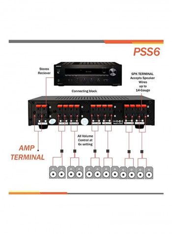6-Channel Speaker Switch Selector Volume Control Box PSS6 Black