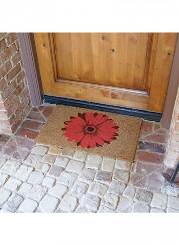 Red Daisy Flower Door Mat Brown/Red 0.63x30x18inch