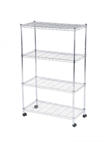 4-Tier Shelf Storage Unit Silver 76x35.5x137centimeter