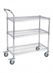 3-Layer Stainless Steel Storage Rack Trolley Silver 120x45x104cm