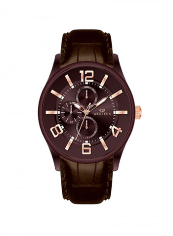 Men's Ajax Series Leather Analog Watch W1814GRP070Q
