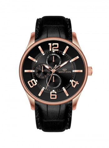 Men's Ajax Series Leather Analog Watch W1814GST070C