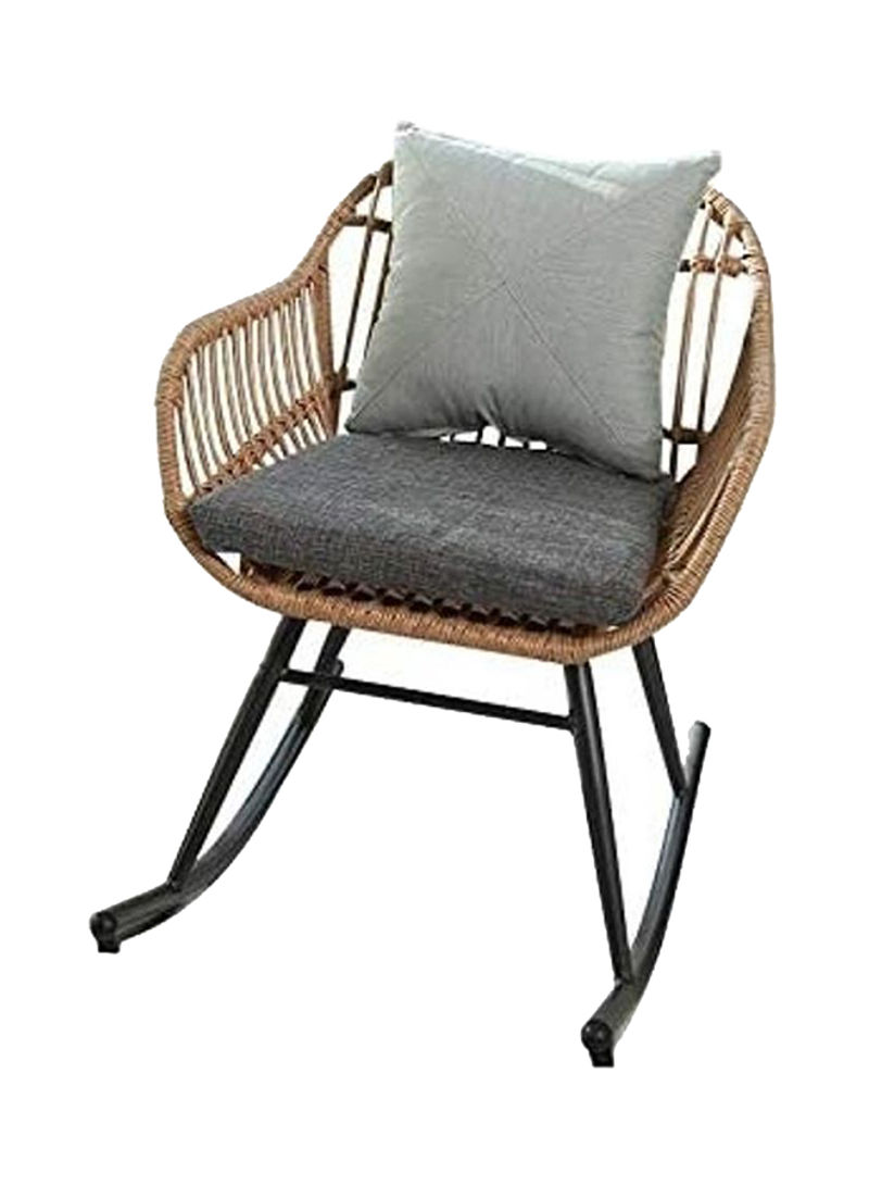 Rattan Rocking Chair With Cushions Brown/Grey