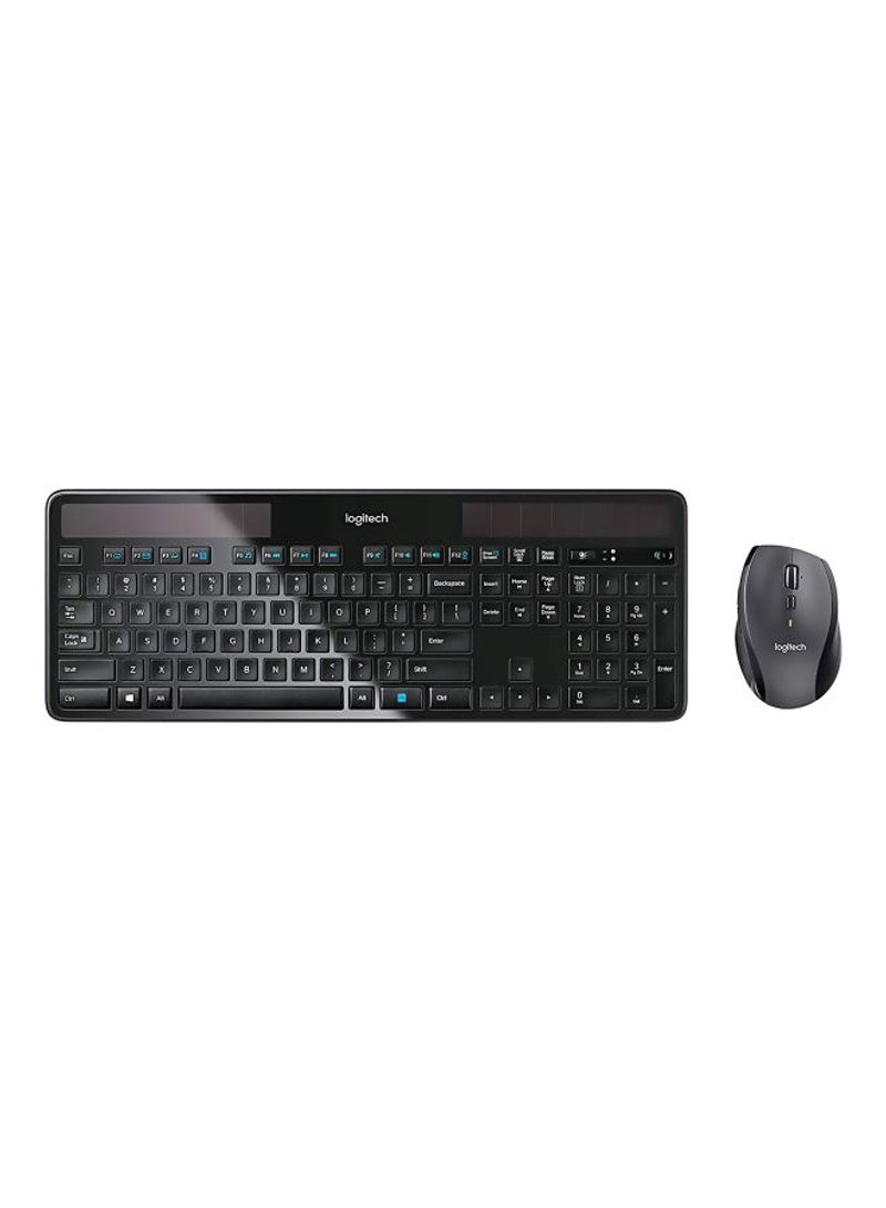 Wireless Solar Keyboard And Mouse Set Black