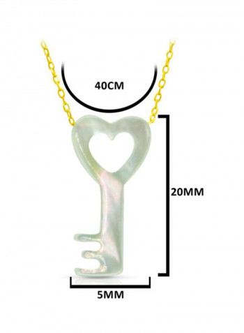 18 Karat Gold Key Shape Mother Of Pearl Pendant Necklace