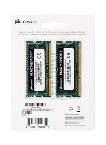 2-Piece DDR3L RAM 8GB Green/Black/Gold