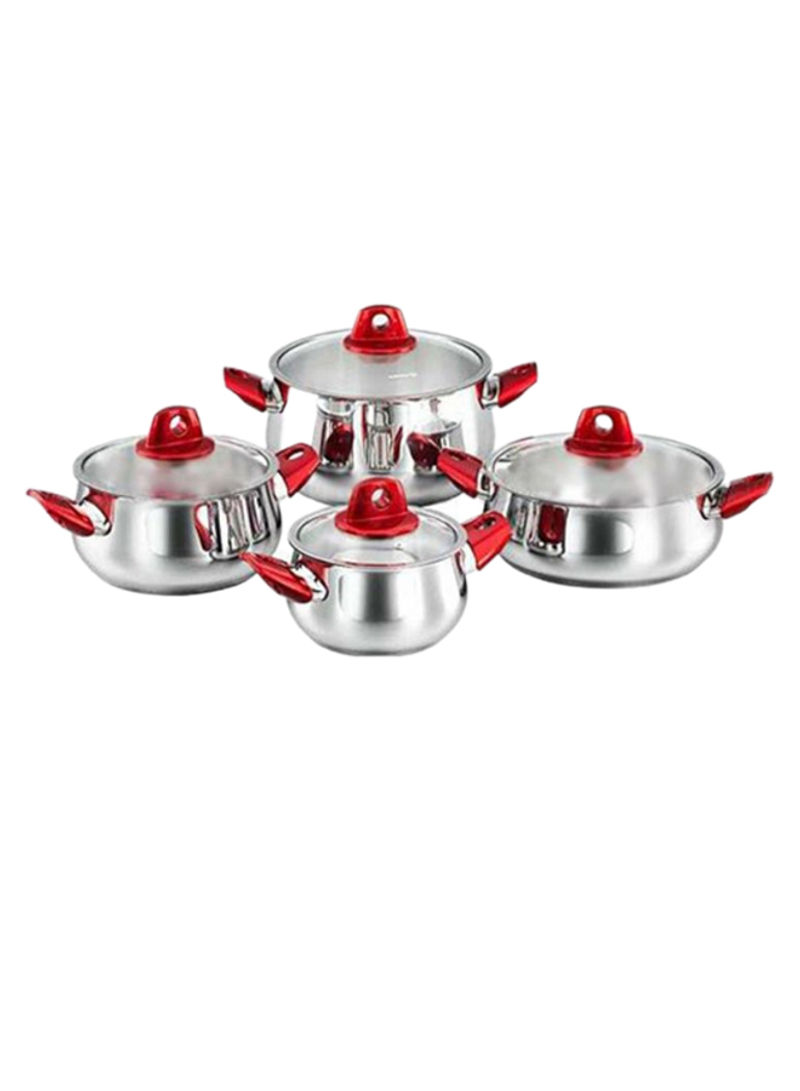 8-Piece Rosa Cookware Set Silver/Red 24 x 14cm