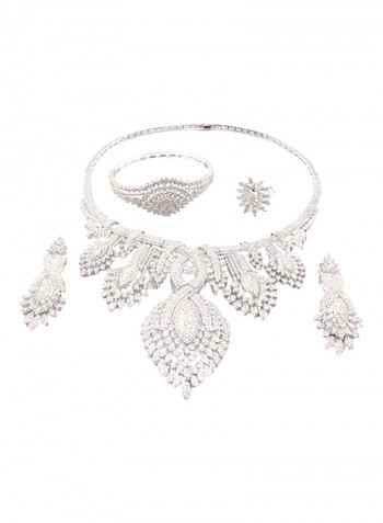 5 Piece Cubic Zirconia Detail Necklace Set