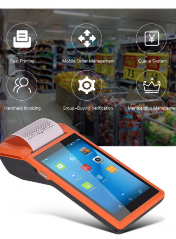 Handheld PDA POS Terminal Wireless Receipt Printer 21.5x8.6x5.3centimeter Orange