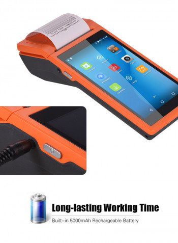 Handheld PDA POS Terminal Wireless Receipt Printer 21.5x8.6x5.3centimeter Orange