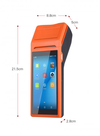 Handheld PDA POS Terminal Wireless Receipt Printer 21.5x8.6x5.3centimeter Orange