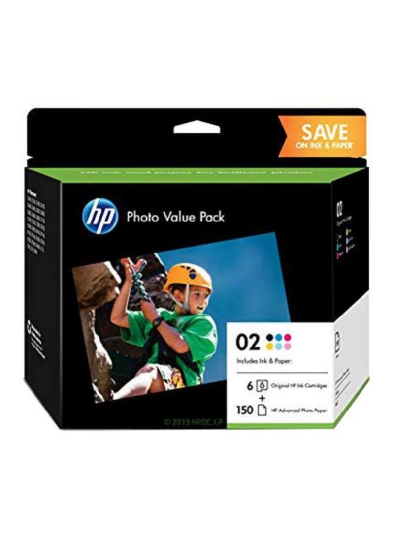 6-Piece Ink Cartridge With Photo Paper Multicolour