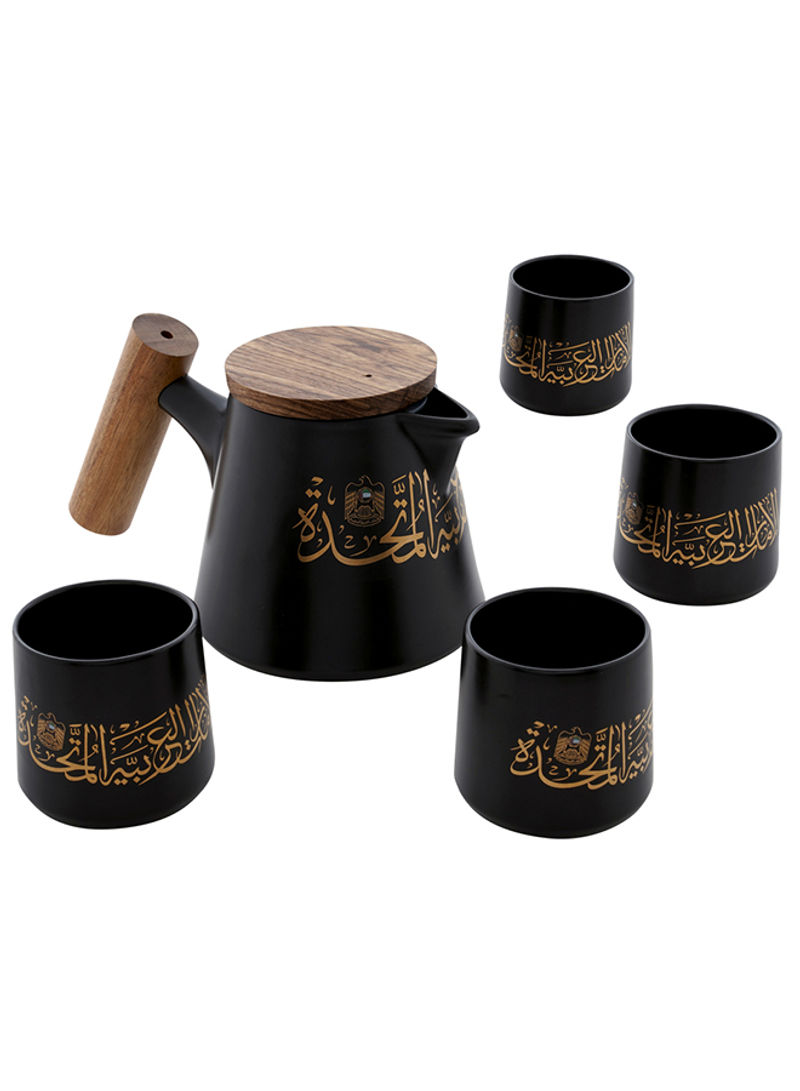 5-Piece Pietra Belissimo Tea Set UAE Black 12.3cm