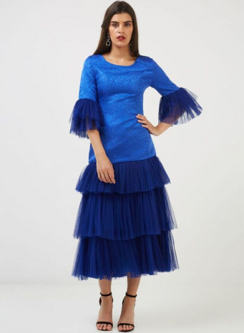 Layered Maxi Dress Blue