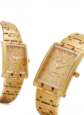 Water Resistant Stainless Steel Analog Wrist Watch Pair