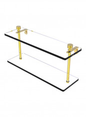 Foxtrot Collection 2-Tier Glass Shelf Gold/Clear 16inch