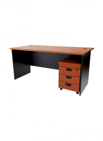 Office Desk With Mobile Drawers Cherry/Black