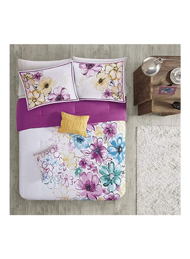 5-Piece Bed Comforter Set Polyester Blue/Pink Queen