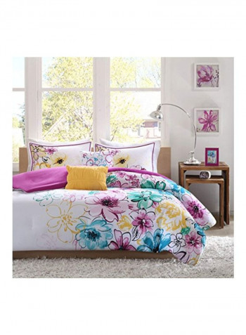 5-Piece Bed Comforter Set Polyester Blue/Pink Queen