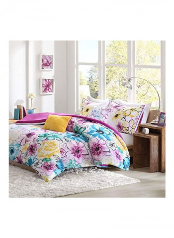 5-Piece Bed Comforter Set Polyester Blue/Pink Queen