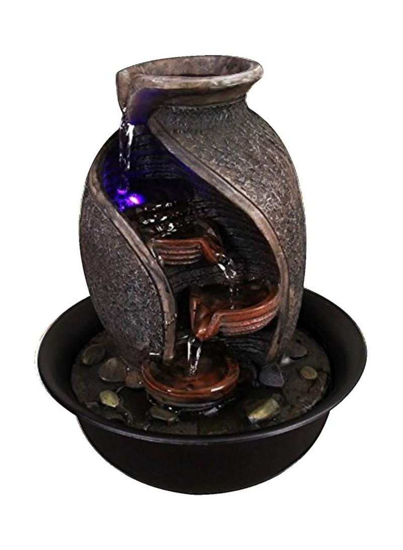 4-Tier Desktop Electric Water Fountain Decor With LED Tabletop Fountains Brown/Grey/Black 7.9x8.7x7.9inch