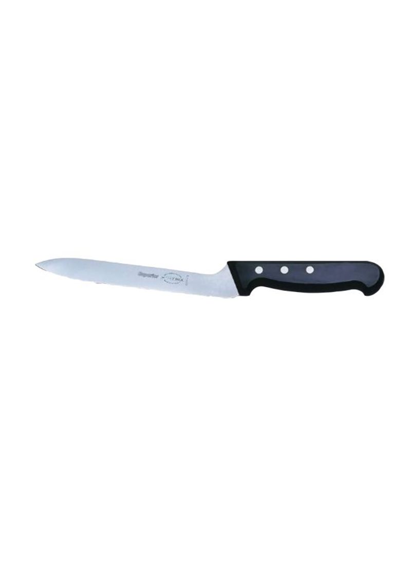 Serrated Edge Utility Knife Silver/Black 12x2x0.5inch