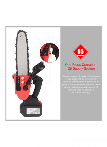 Cordless Chain Saw with One Battery and Fast Charger Black/Red 43.00 X 16.00 X 30.00cm